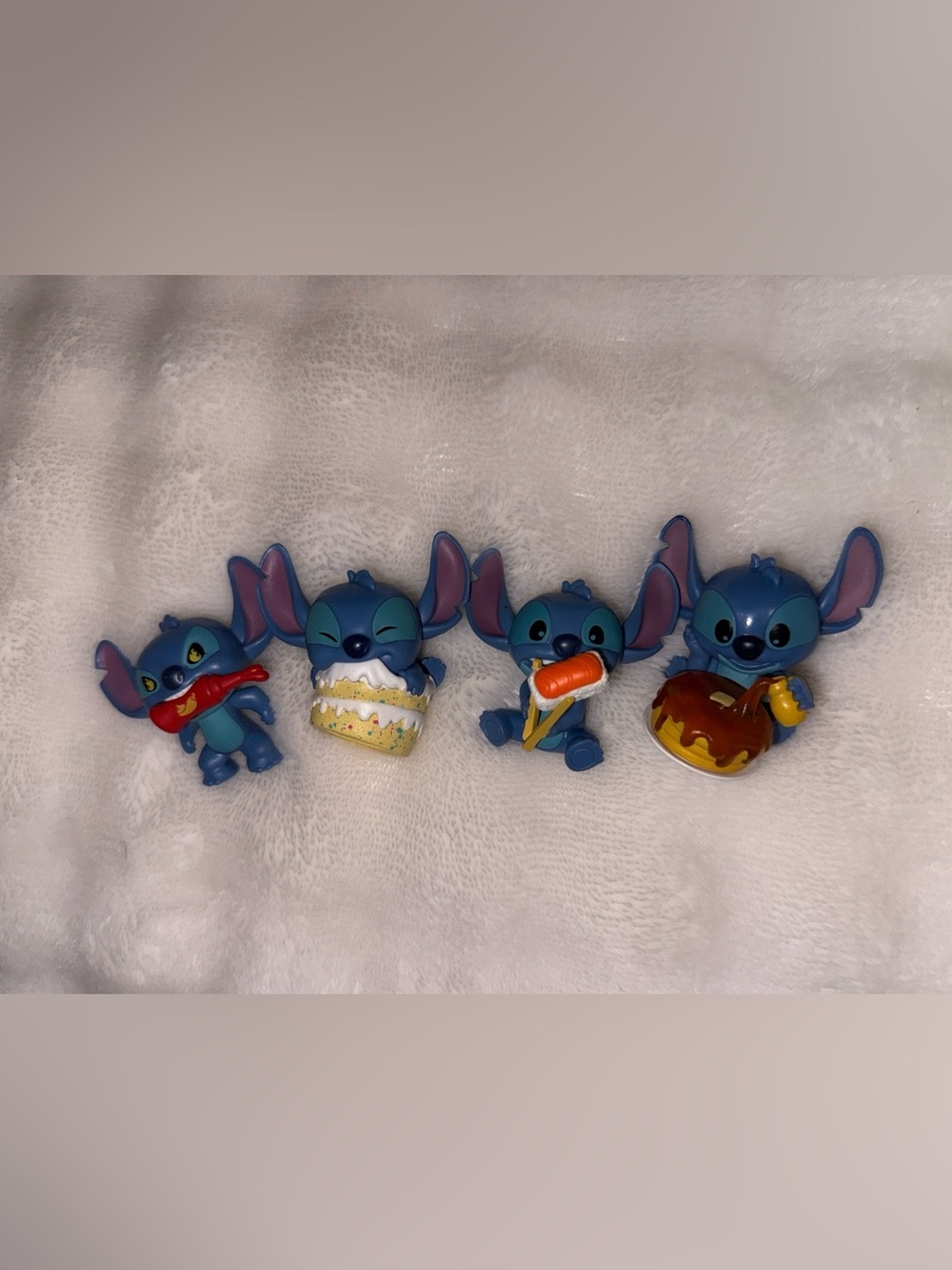 Disney Blue Stitch Mini Figurine Set with Food Accessories - 4 Pack